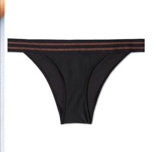 Black and Gold Joan Smalls Banded Bikini Bottoms